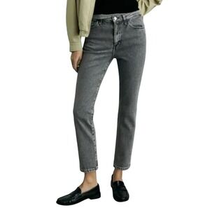 MNGO Claudia Slim Fit Cropped straight Leg jeans Sz US 8 (EU 40) Gray Denim